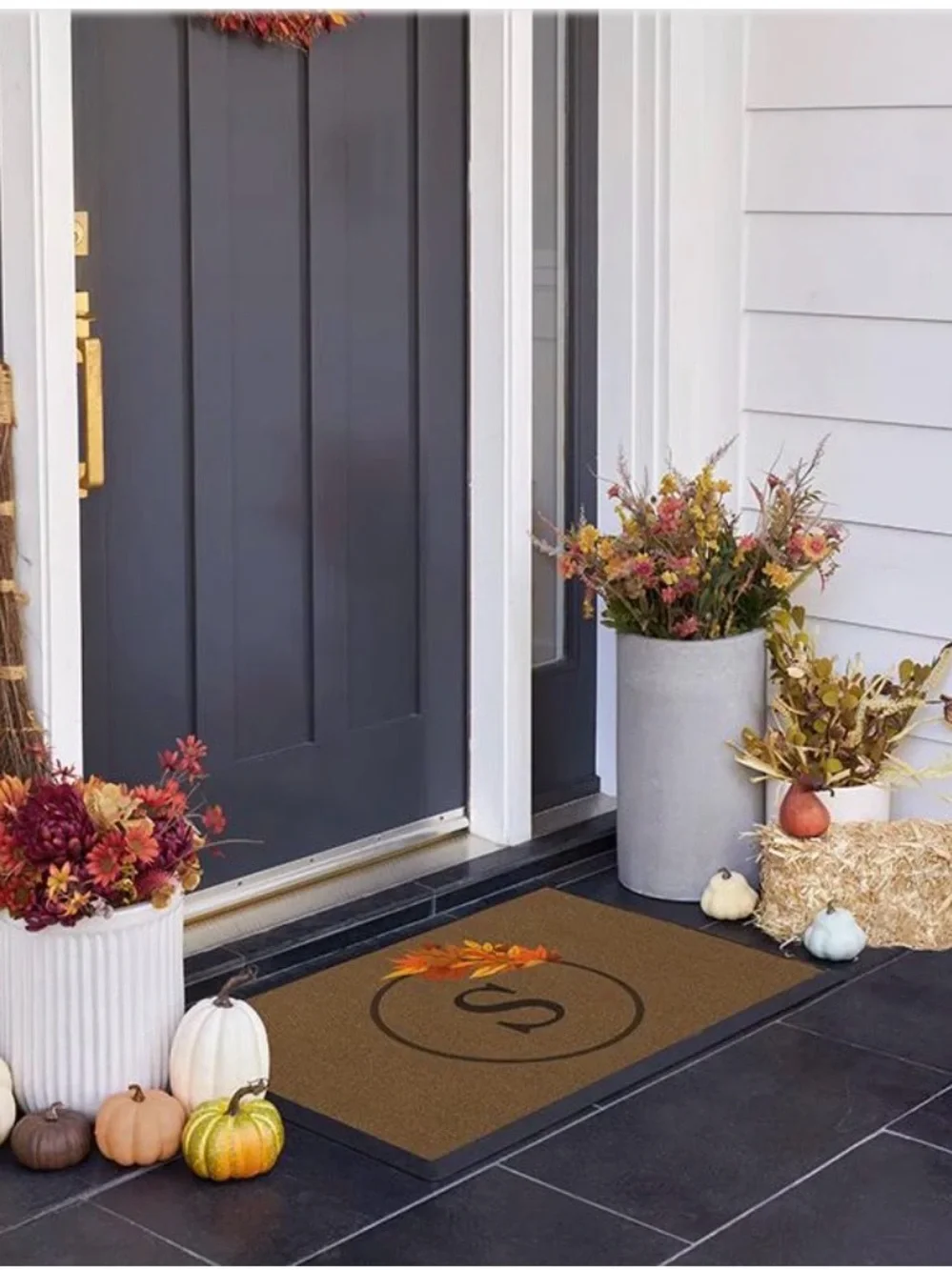 Ruggable Harvest Leaves “K” Monogram Fall Leaves Doormat- Cover Only